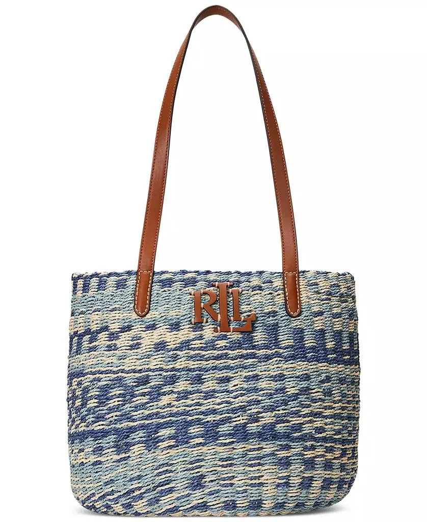 Lauren Ralph Lauren Striped Straw Hartley Tote Bag 1