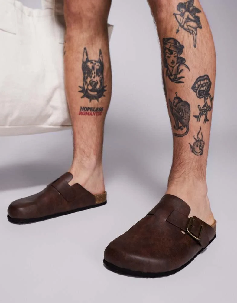 ASOS ASOS DESIGN mule clog sandals in brown with cork sole 4