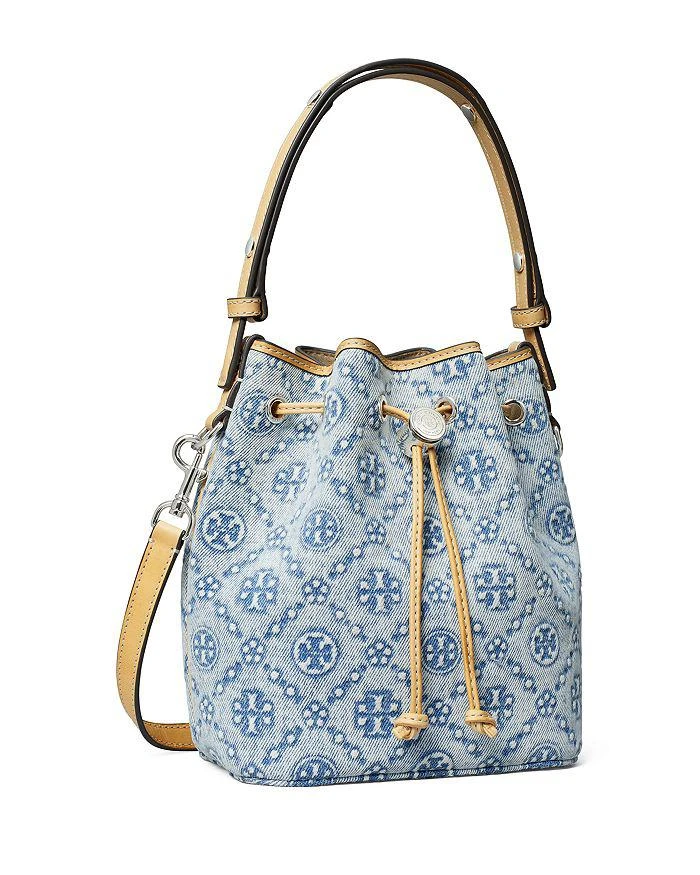 Tory Burch T Monogram Denim Small Bucket Bag 5