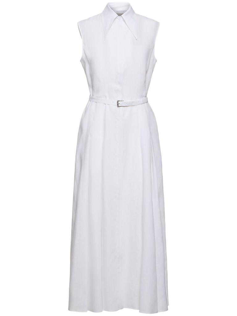 GABRIELA HEARST Durand Sleeveless Long Linen Shirt Dress