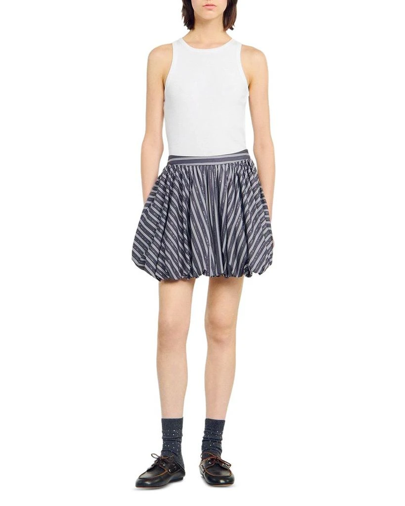 Sandro Striped Rhinestone Bubble Hem Skirt 2
