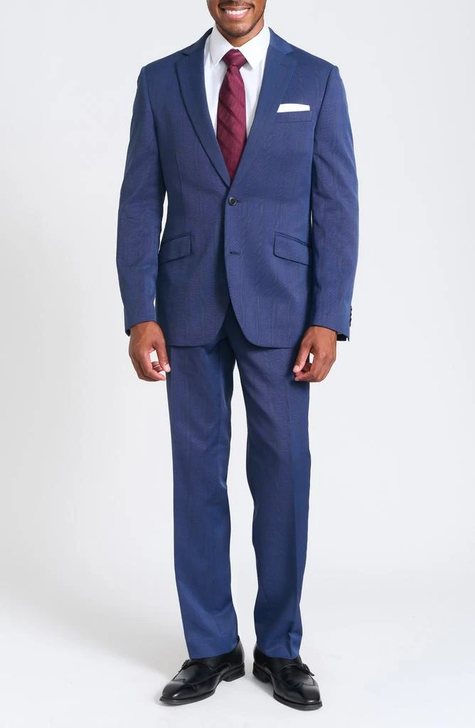 SAVILE ROW CO Navy Plaid Slim Fit Suit