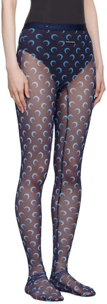 MARINE SERRE Navy Moon Printed Mesh Tights 2
