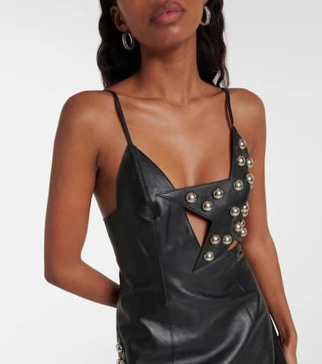 AREA Studded leather minidress 4