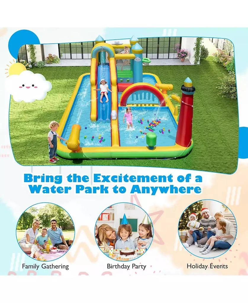 Mecale Giant Inflatable Water Slide Park with Long Slide and 750W Blower Included 6