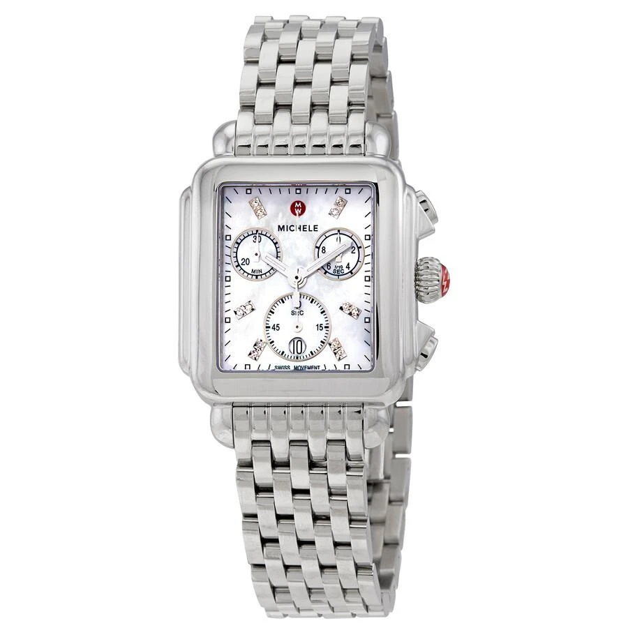 Michele Deco Chronograph Quartz Diamond White Mother of Pearl Dial Ladies Watch MWW06A000778 1