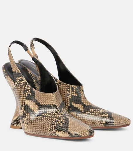 Dries Van Noten Snake-effect leather wedges 1