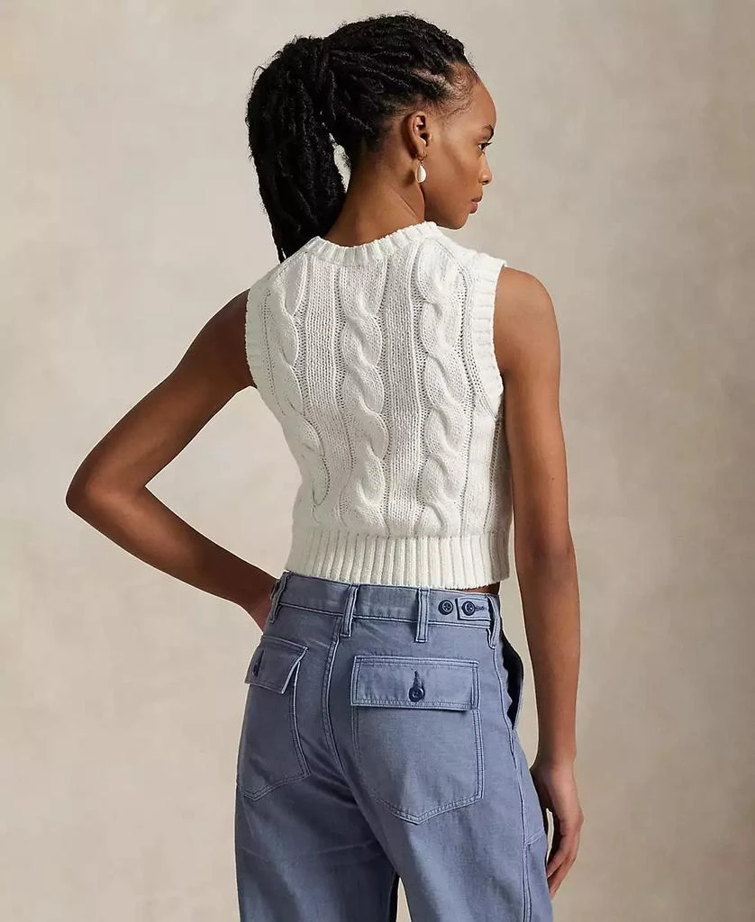 Ralph Lauren Women's Cable-Knit Cotton Cropped Sweater Vest 5