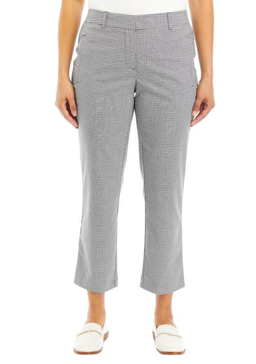 Rafaella Petite Check Gabardine Straight Leg Pants