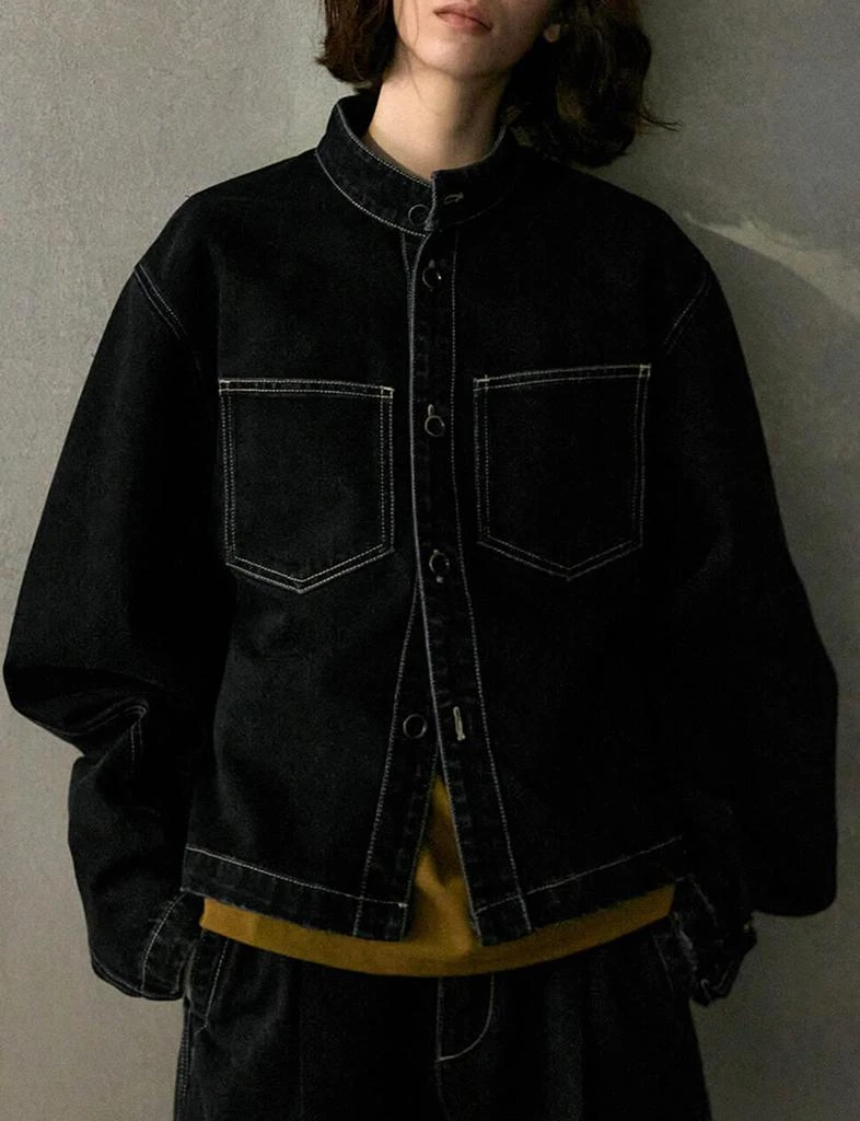 Pixie Market Denim Contrast Stitch Jacket 4