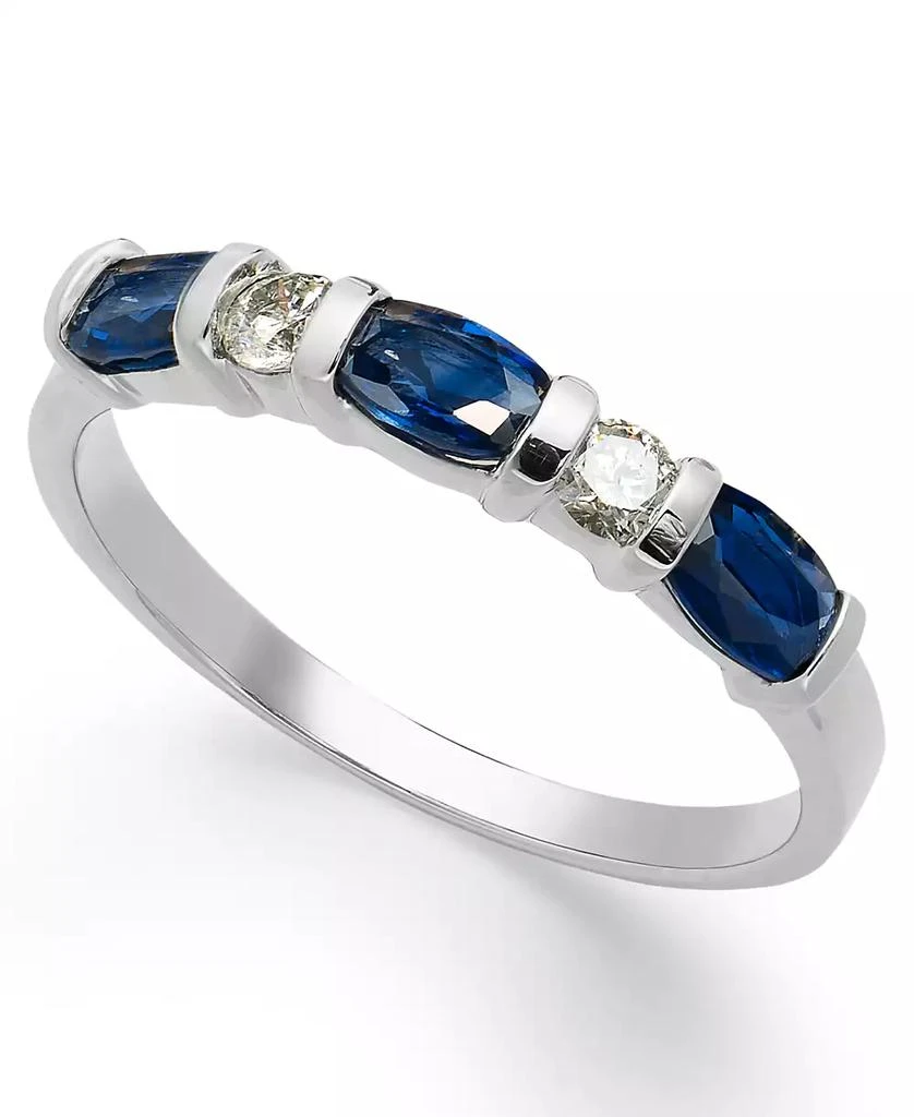 Macy
s 14k White Gold Ring, Sapphire (1 ct. t.w.) and Diamond (1/8 ct. t.w.) Ring