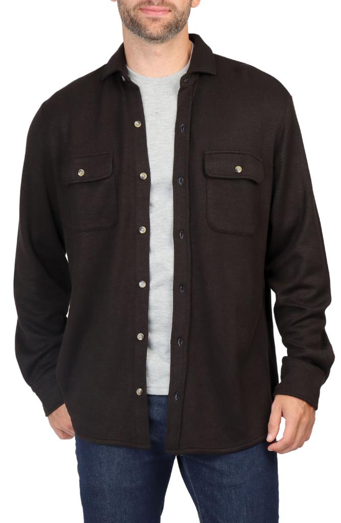 TailorByrd Long Sleeve Melange Solid Button Front Shirt