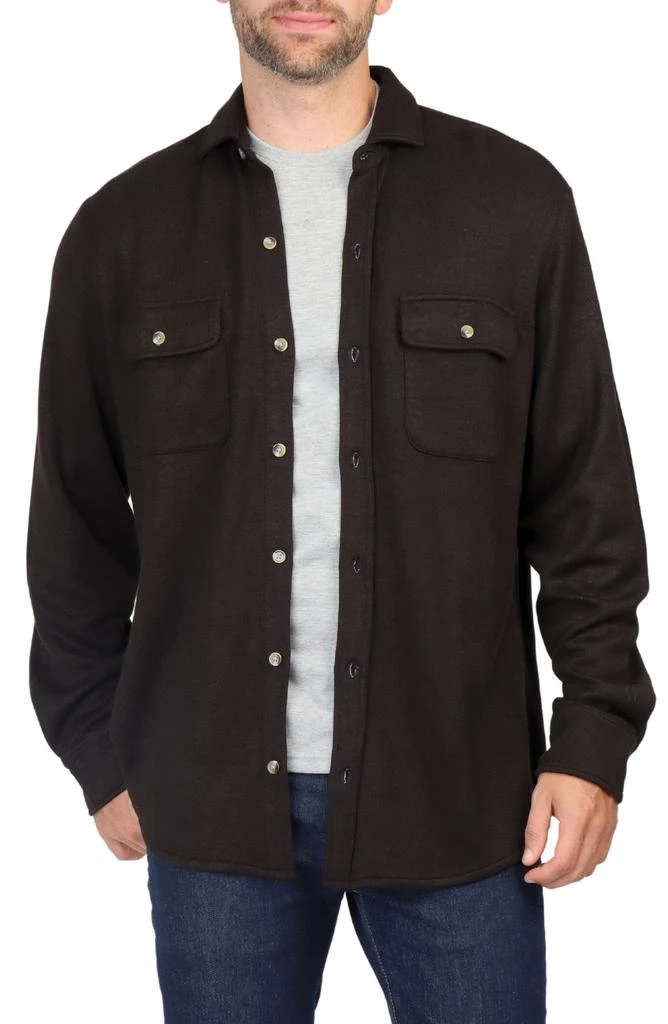 TailorByrd Long Sleeve Melange Solid Button Front Shirt 1