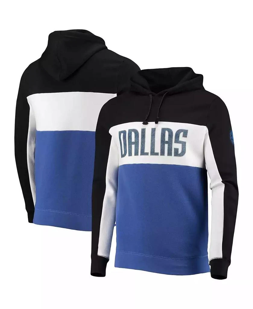 Junk Food Men's Black, White Dallas Mavericks Wordmark Colorblock Fleece Pullover Hoodie 1