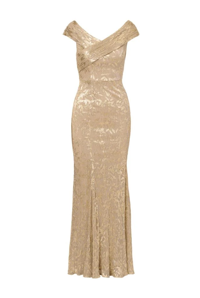 Adrianna Papell Foil leaf mermaid gown 1
