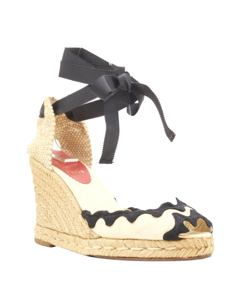 CHRISTIAN LOUBOUTIN CHRISTIAN LOUBOUTIN beige canvas heel