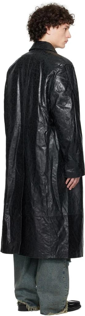 424 Black Light Trench Leather Coat 3