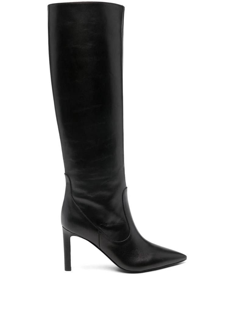 Parosh BLACK LEATHER KNEE-HIGH STILETTO BOOTS 1