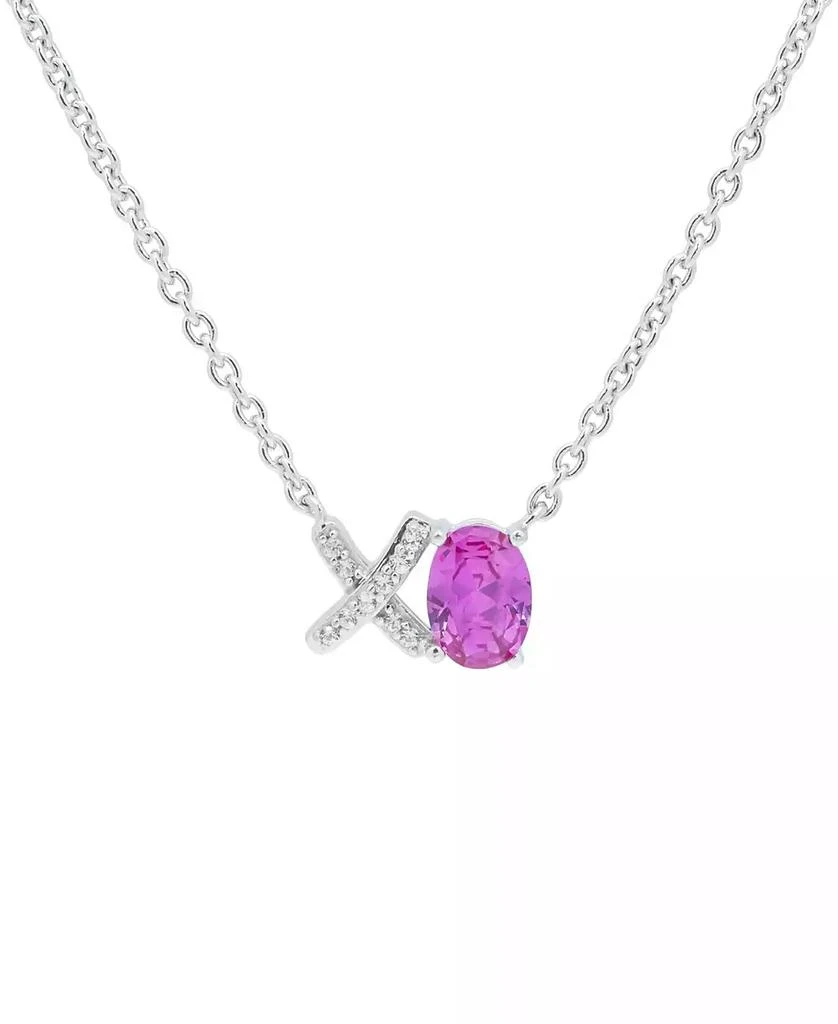 Macy's Created Pink Sapphire (7/8 ct. t.w) and Created White Sapphire 'Xo' Love Necklace in Sterling Silver 1