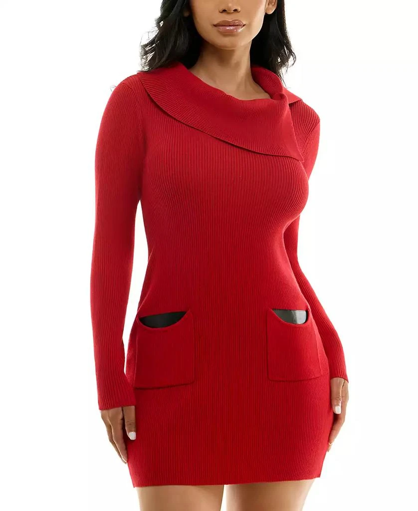 strapless open back dress Catch Yourself Red Bubble Sleeve Sweater Dress – Shop the Mint main image 1