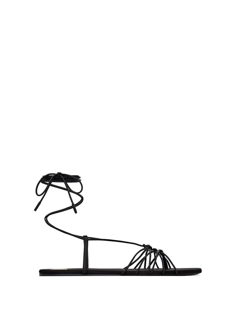 Yves Saint Laurent BLACK CREPE TALLULAH WEDGES - Sandals