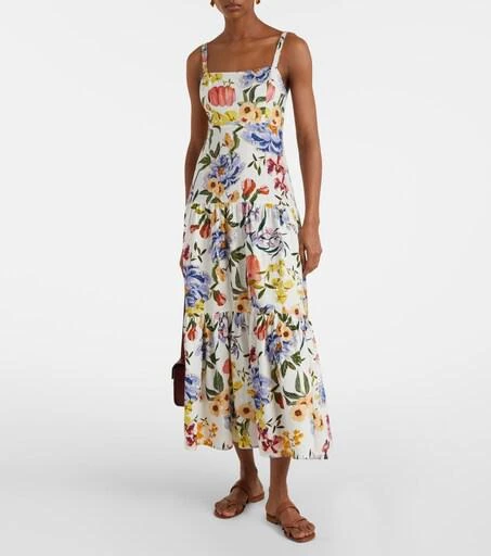 FARM Rio Women's Greek Garden Floral Linen-Blend Maxi Dress - Off White - Size XXS