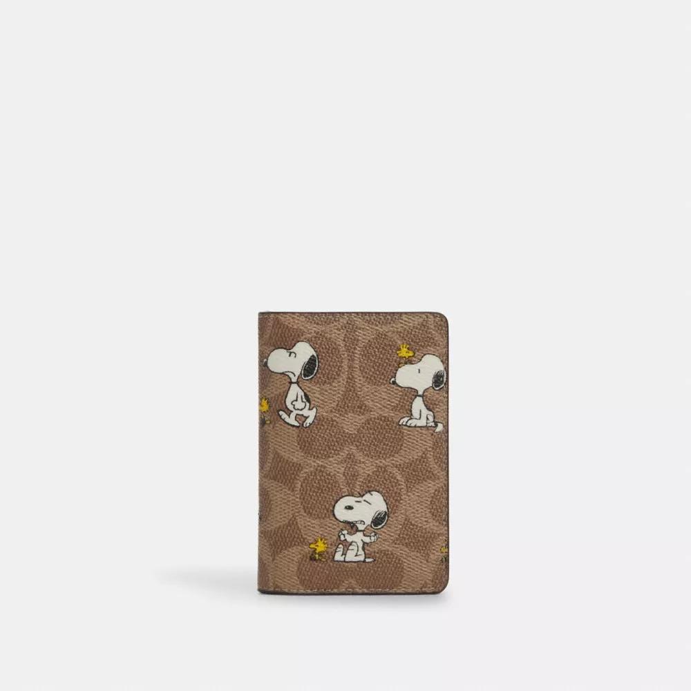 Coach Coach X Peanuts Id Card Wallet In Signature Canvas With Snoopy Print