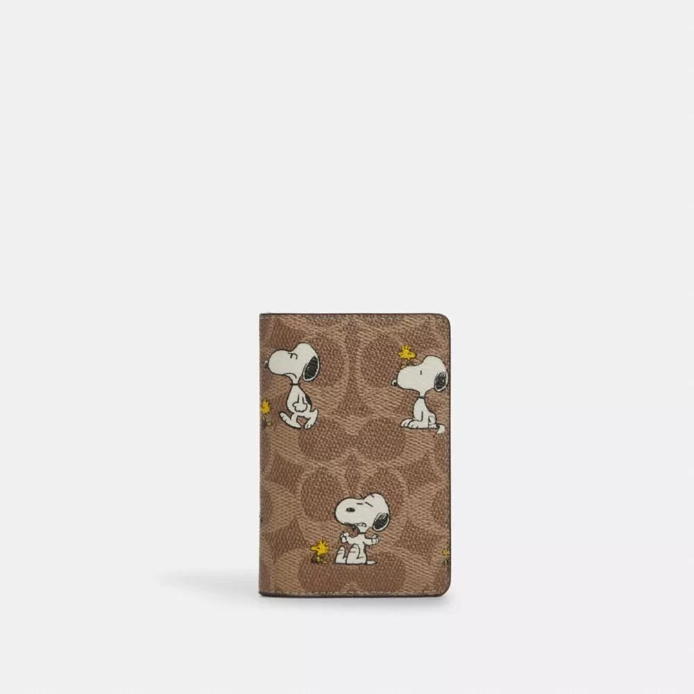 Coach Coach X Peanuts Id Card Wallet In Signature Canvas With Snoopy Print 1