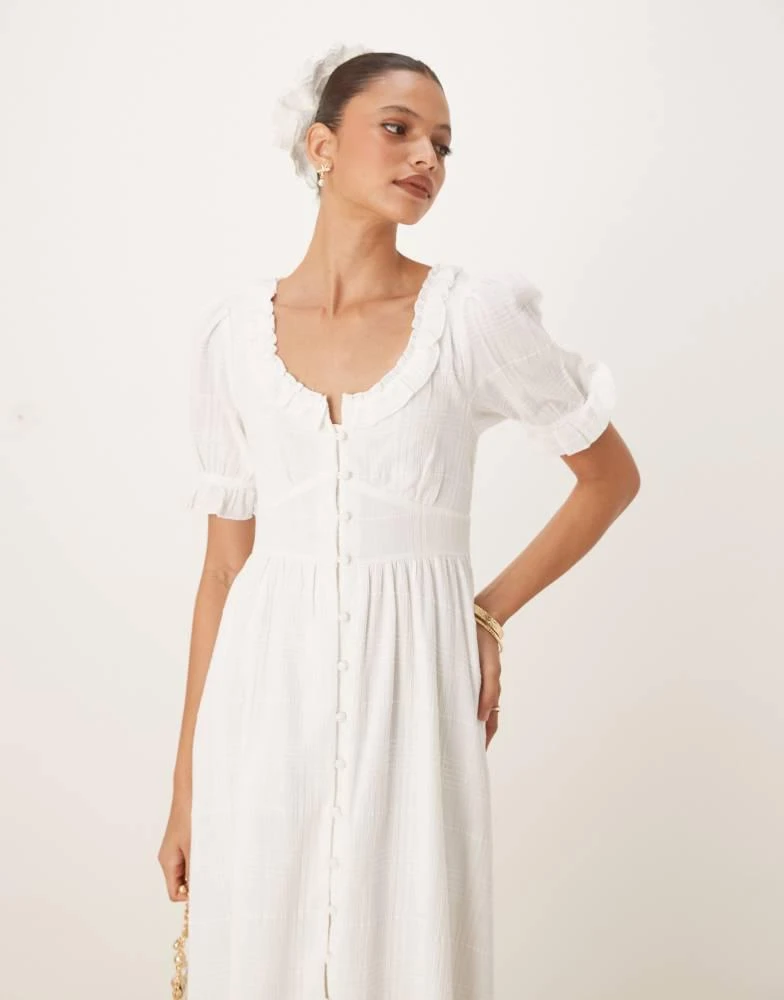 Nobody's Child Nobody's Child Flossie frill detail midaxi dress in white 2
