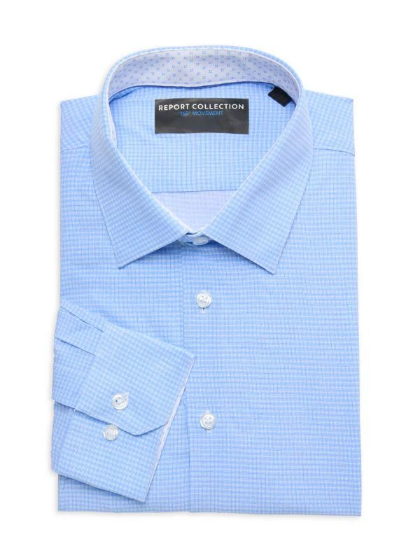 Report Four-Way-Stretch Check Modern-Fit Dress Shirt 1