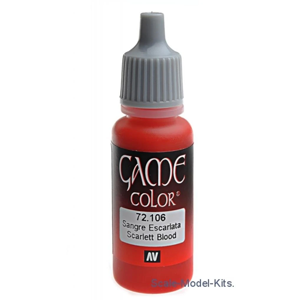 Vallejo Paint 17 ml Fire Game Acrylic & Water Based Flat Bottle Paint Scarlett Blood 1