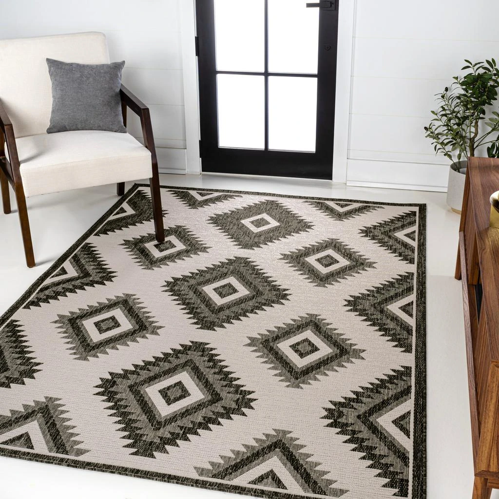 JONATHAN Y Lior Geometric Moroccan Diamond Black/Cream Indoor/Outdoor Area Rug 7