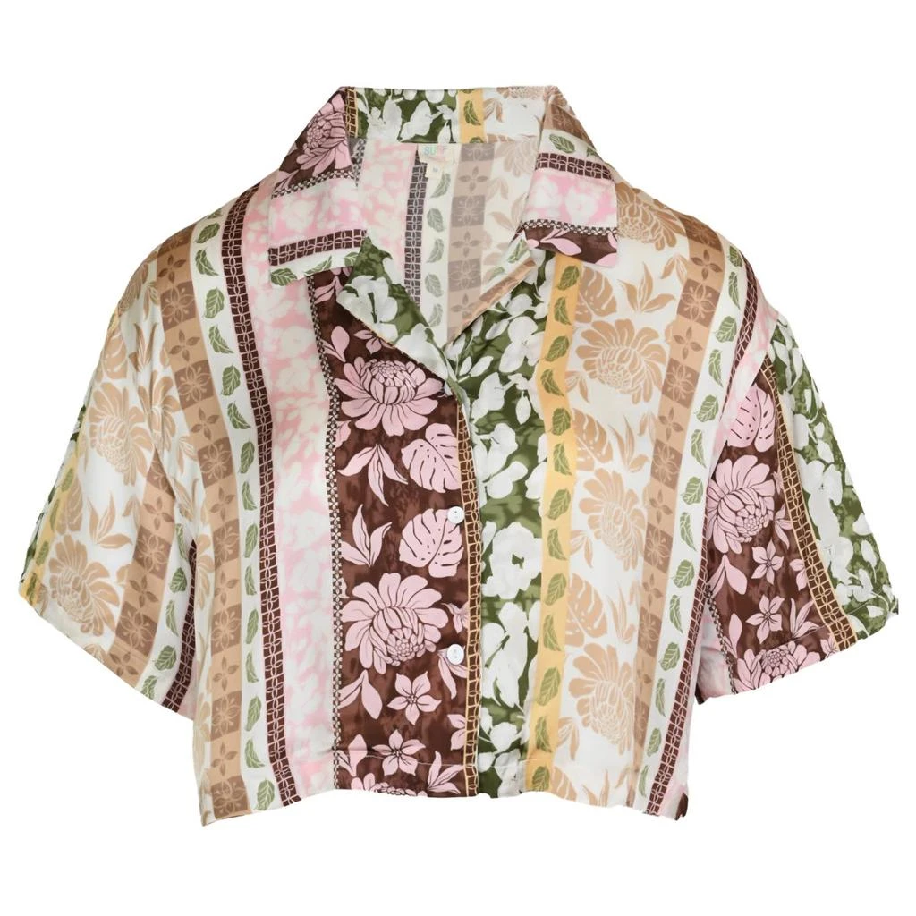 Surf Gypsy Surf Gypsy - Satin Printed Cropped Button Up 2