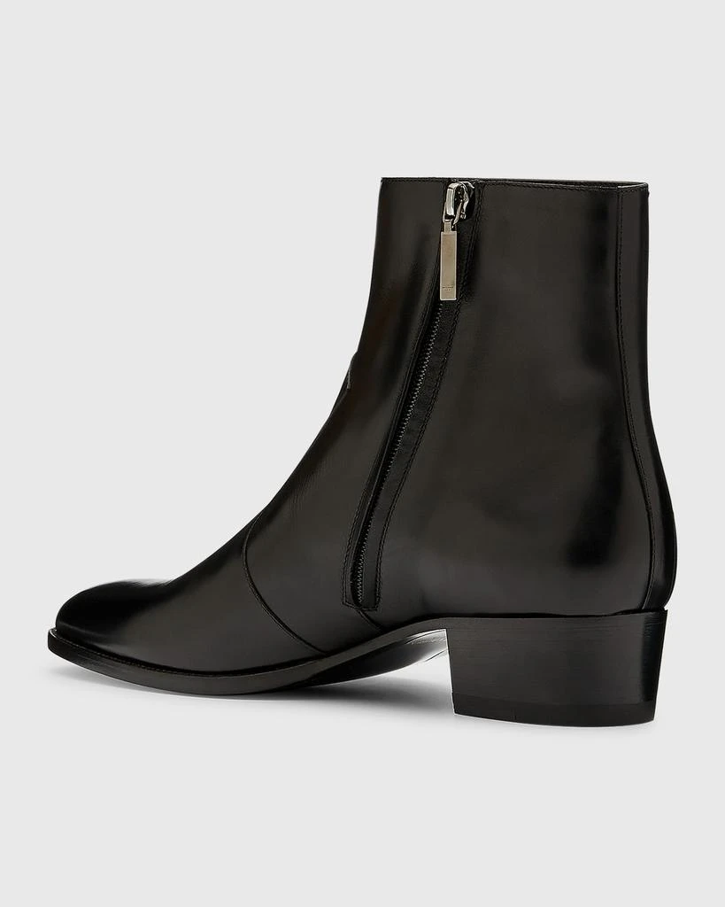 Yves Saint Laurent Men's Wyatt 40 Leather Zip Ankle Boots 3