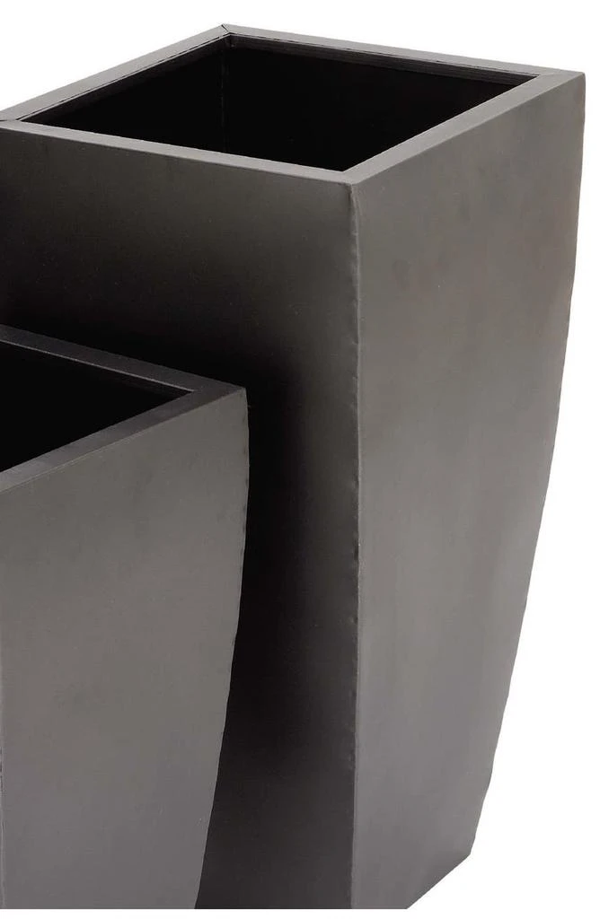 WILLOW ROW Dark Gray Metal Contemporary Planter with Tapered Base and Polished Exterior - Set of 3 3