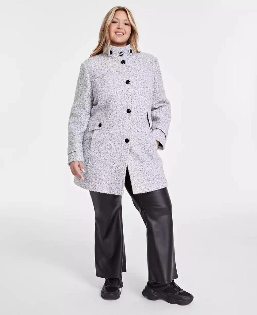 Maralyn & Me Trendy Plus Size Single-Breasted Bouclé Walker Coat 1