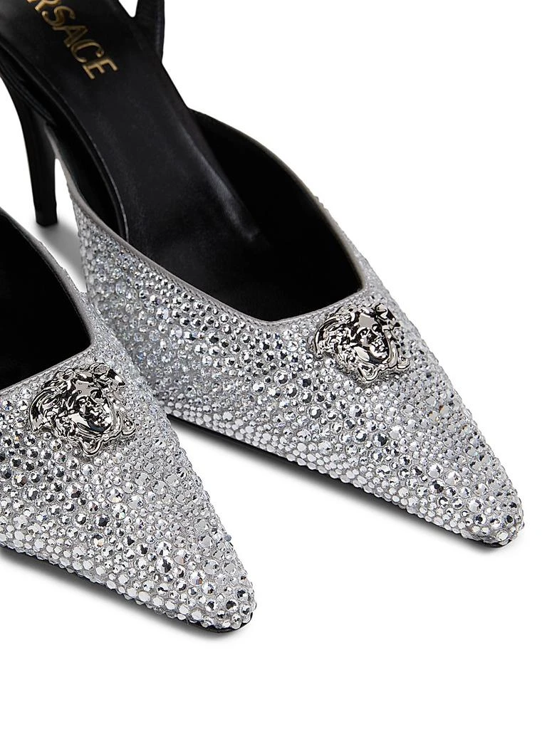 Versace Embellished Medusa 85MM Slingback Sandals 6
