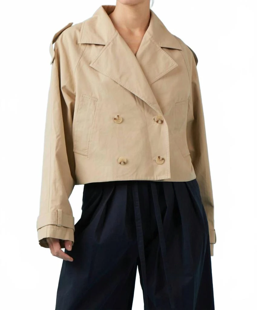 Sophie Rue Sydney Cropped Trench Jacket In Khaki