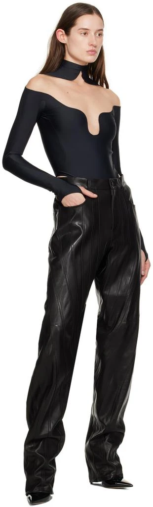 Mugler Black Wavy Bodysuit 5