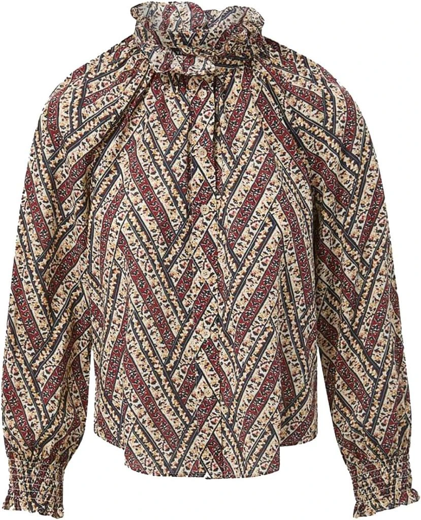 VERONICA BEARD Women's Calisto Printed Ruffle-Collar Button-Front Shirt Multi 2