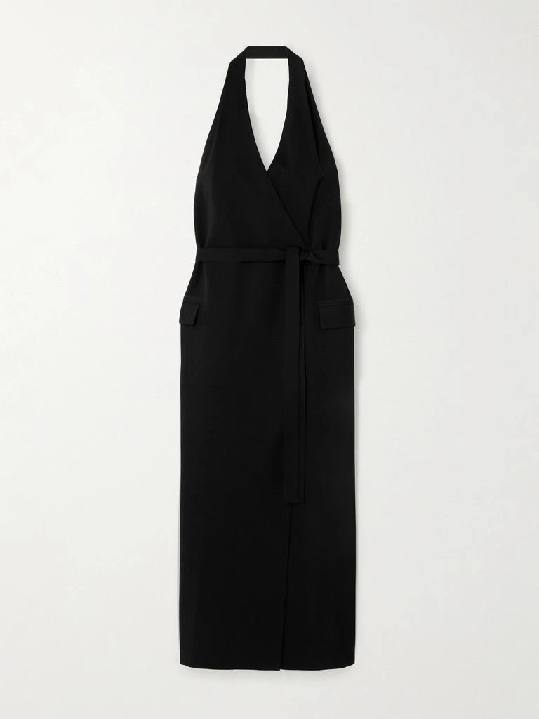 Esse Studios 【net Sustain】oude Vest 配腰带绉纱挂脖超长连衣裙 1