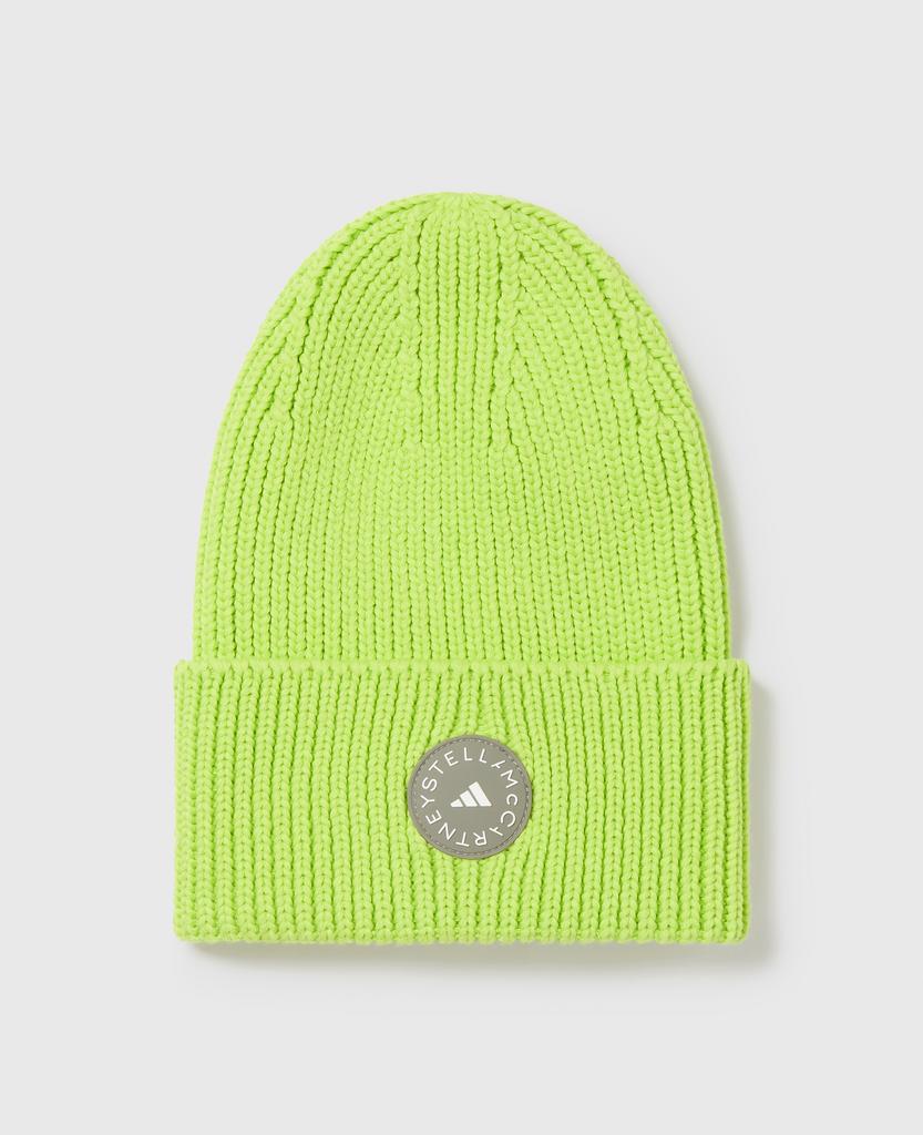 Stella McCartney Stella McCartney - Logo Ribbed Beanie, Woman, Bahia Glow Green/Black