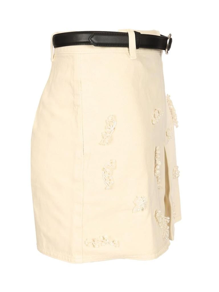 Self Portrait Self-Portrait Beaded Floral Denim Mini Skirt 3