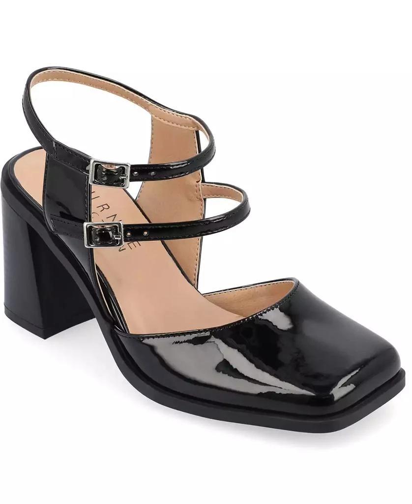 Journee Collection Women's Caisey Double Strap Square Toe Block Heel Pumps 9