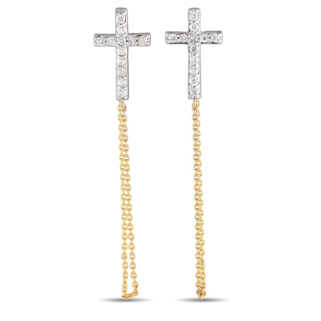 Non Branded 10K Yellow Gold 0.25ct Diamond Cross Earrings ER28552