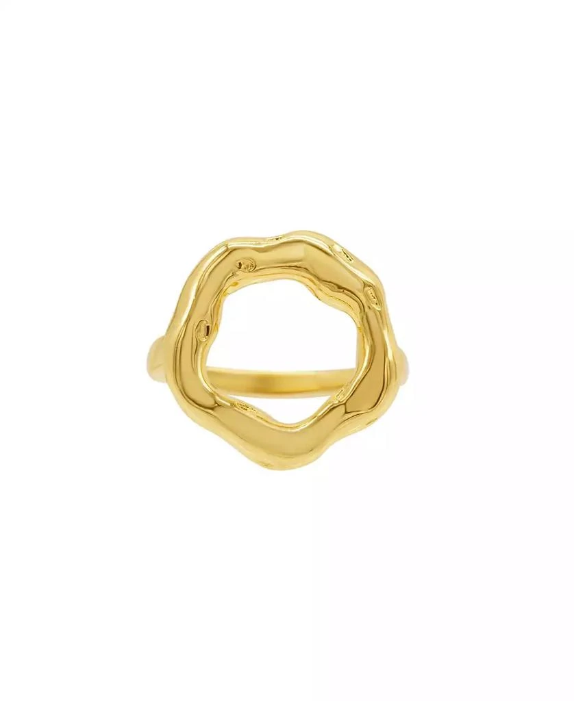 ADORNIA Tarnish Resistant 14K Gold-Plated Open Circle Hammered Ring 3
