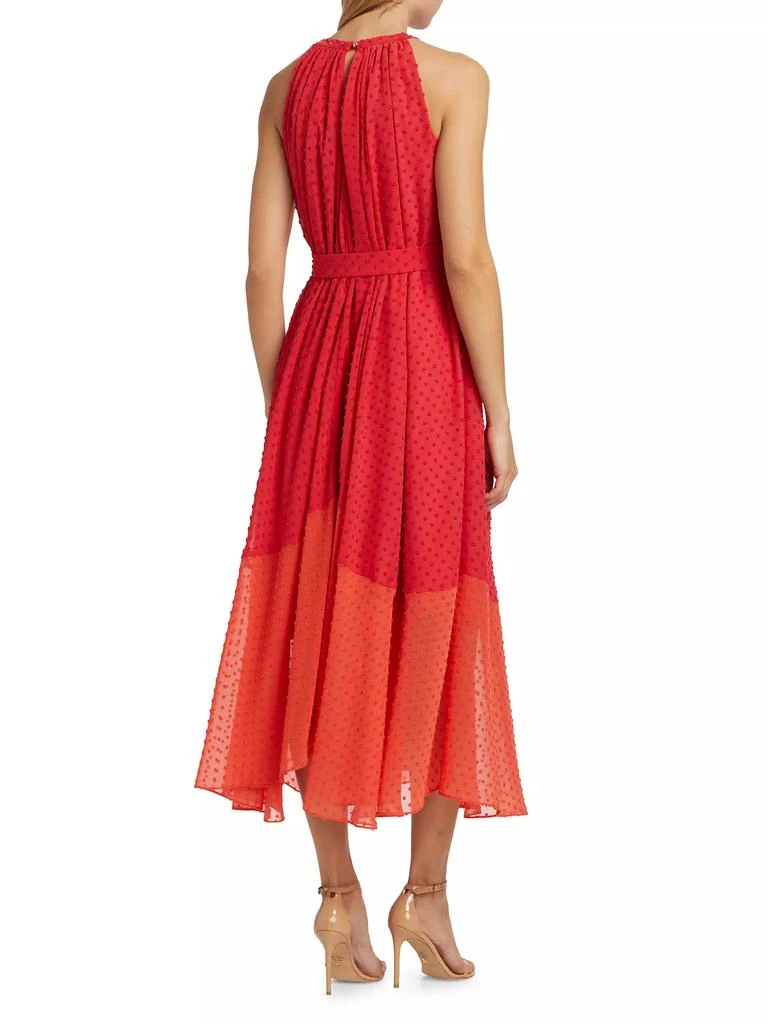 Elie Tahari Jeanne ColorblockedTie-Waist Sleeveless Midi-Dress 5