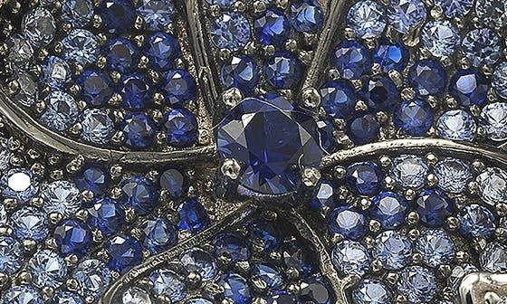 Suzy Levian Sterling Silver Sapphire Flower Petal Brooch 3