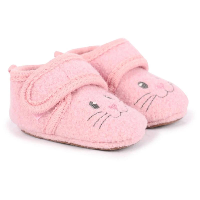 Maximo Kitty woolen velcro strap slippers in pink 1