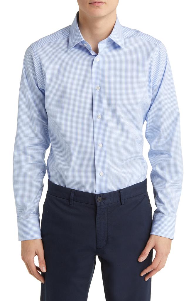 David Donahue Gingham Slim Fit Barrel Cuff Dress Shirt